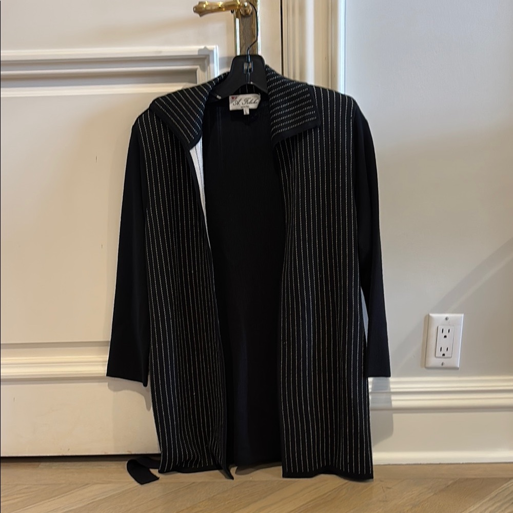 A. Feliche Black & White Striped Women's Cardigan